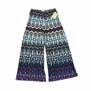 One World Boho Tribal Print Wide Leg Pants NWT Size M